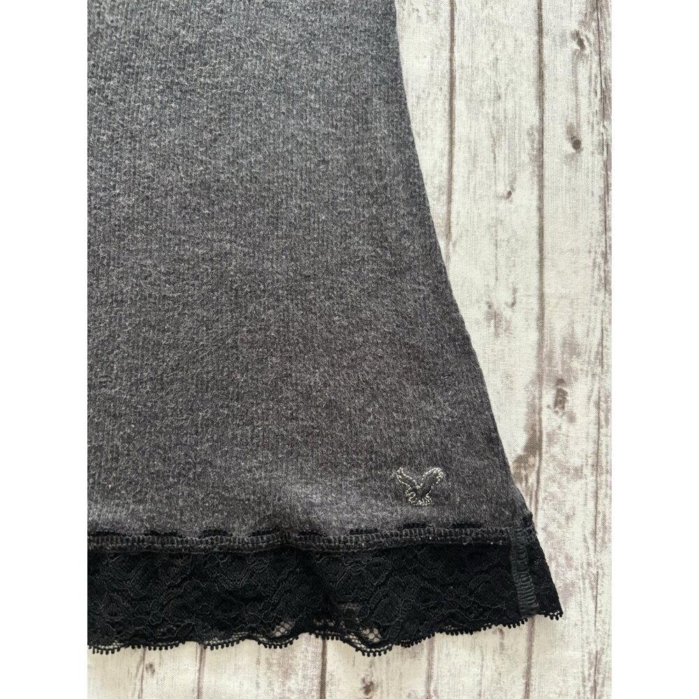 Y2k Dark Grey XS American Eagle Lace Tank  Cami Long Layering Shelf Bra - Picture 2 of 10